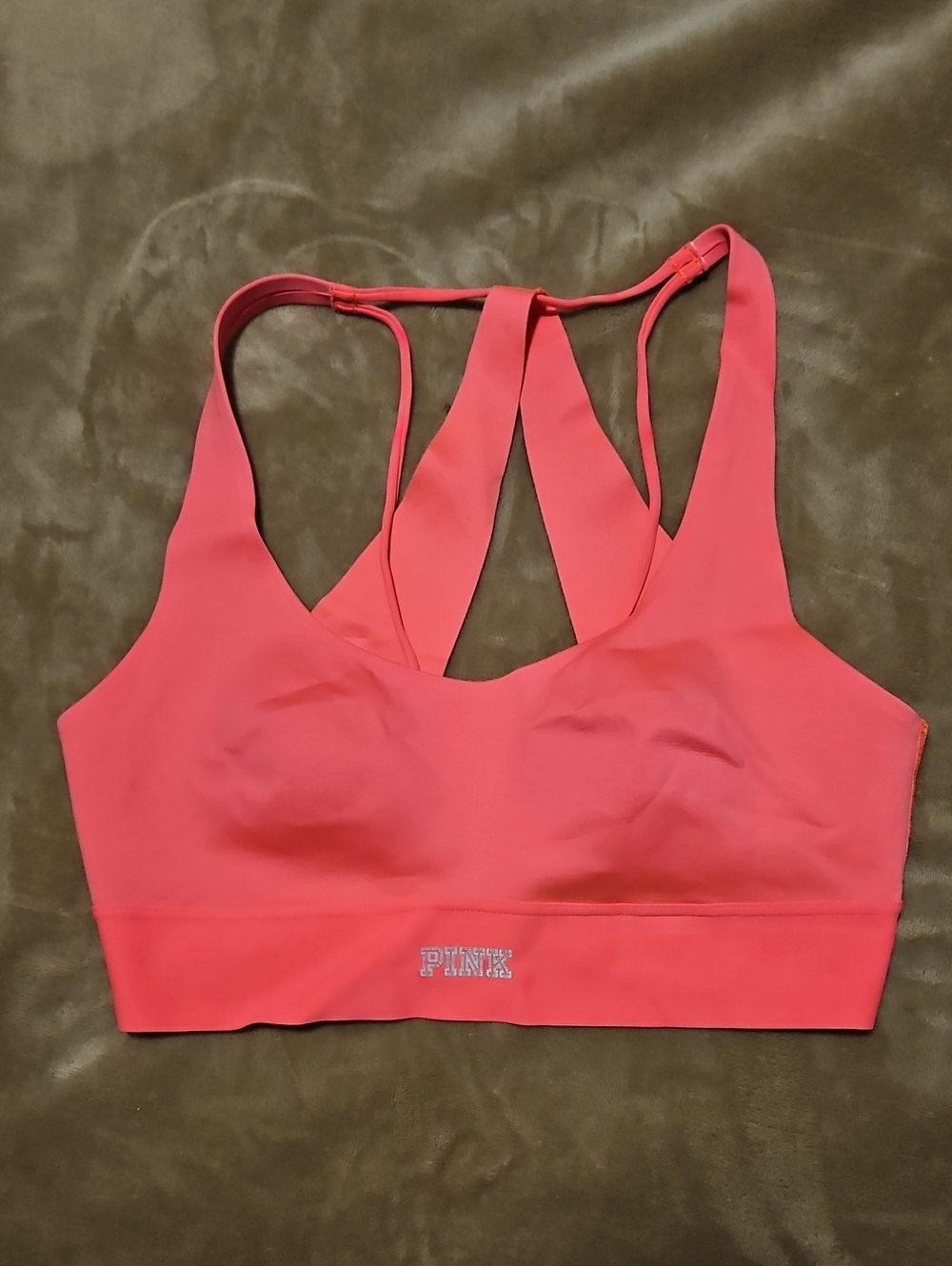PINK Victoria's Secret Coral Strappy Back Sports Bra